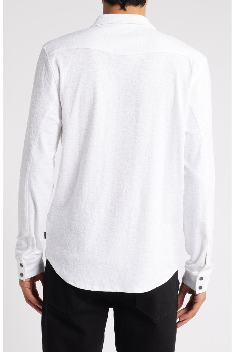 Abuja Textured Cotton Stretch Jacquard Button-Up Shirt, Alternate, color, WHITE