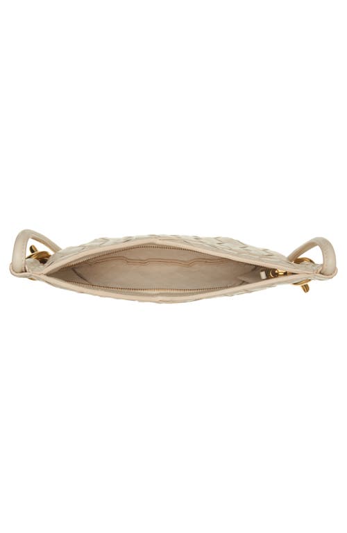 Bottega Veneta Solstice Intrecciato Baby Leather Shoulder Bag In Sea Salt - Brass