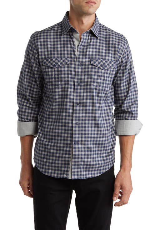Trim Fit Flannel Check Cotton Dress Shirt