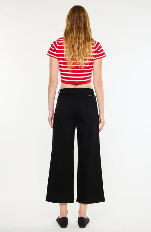 Kancan Shea High Rise Cropped Wide Leg Jeans In Multi