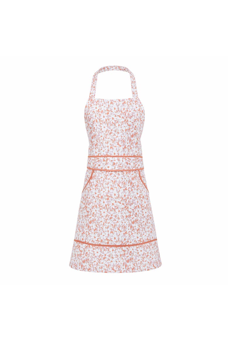 Flower Petals Cotton Baking Apron with Pockets and Ties, Main, color, Pink