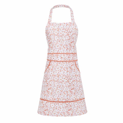 Flower Petals Cotton Baking Apron with Pockets and Ties