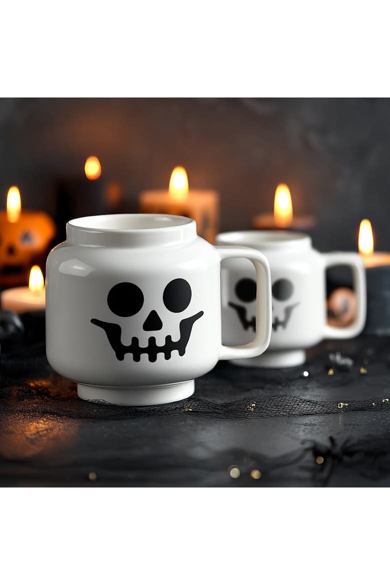 Skeloton Large Ceramic Mug, 17.9oz, Alternate, color, White