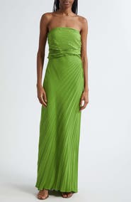 A.L.C. Bianca Pleated Strapless Gown