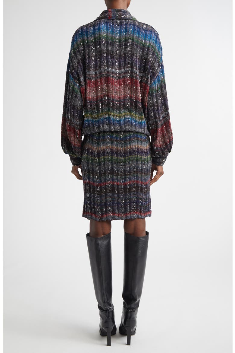 Long Sleeve Blouson Midi Dress, Alternate, color, BLACK MULTICOLOR TONES