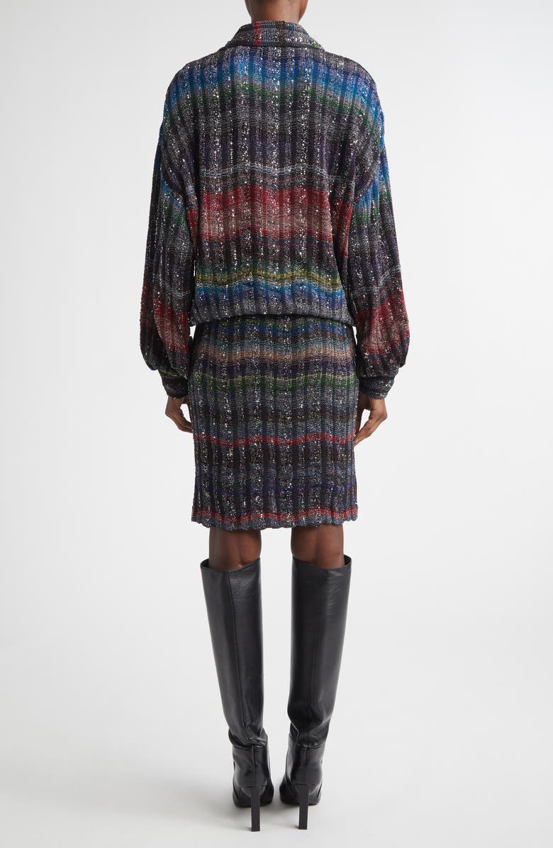 Missoni Long Sleeve Blouson Midi Dress, Alternate, color, Black Multicolor Tones