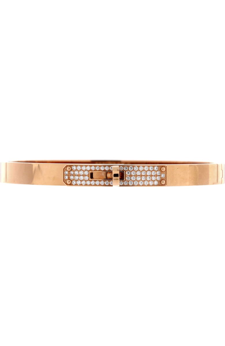 Pre-Owned Hermes Kelly Bracelet 18K Rose Gold and Pave Diamonds Small, Main, color, Rose Gold