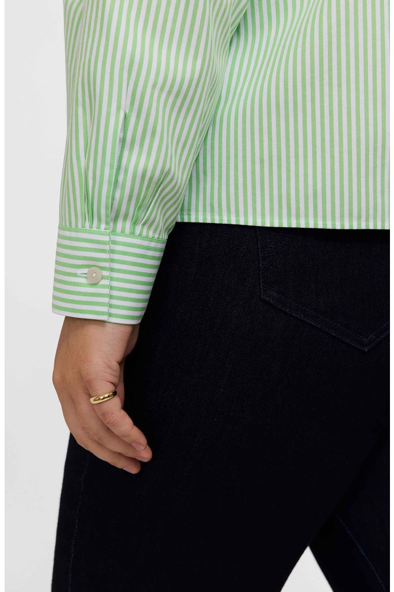 Jodie Stripe Cotton Button-Up Blouse, Alternate, color, MOJITO GREEN