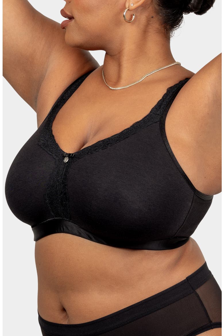 Luxe Unlined Underwire Bra, Alternate, color, BLACK ON BLACK