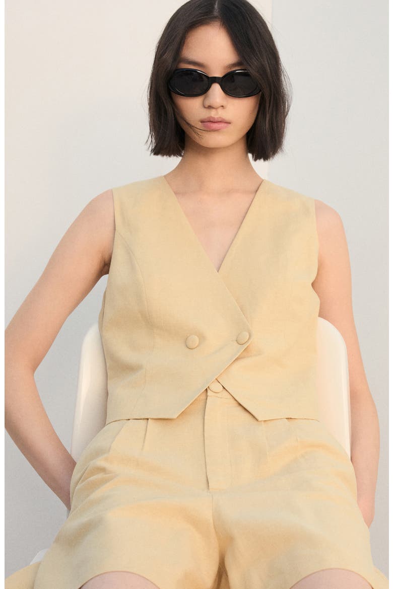 Double Breasted Vest, Alternate, color, MUSTARD
