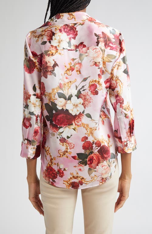 L Agence L'agence Dani Three Quarter Sleeve Silk Button-up Shirt
