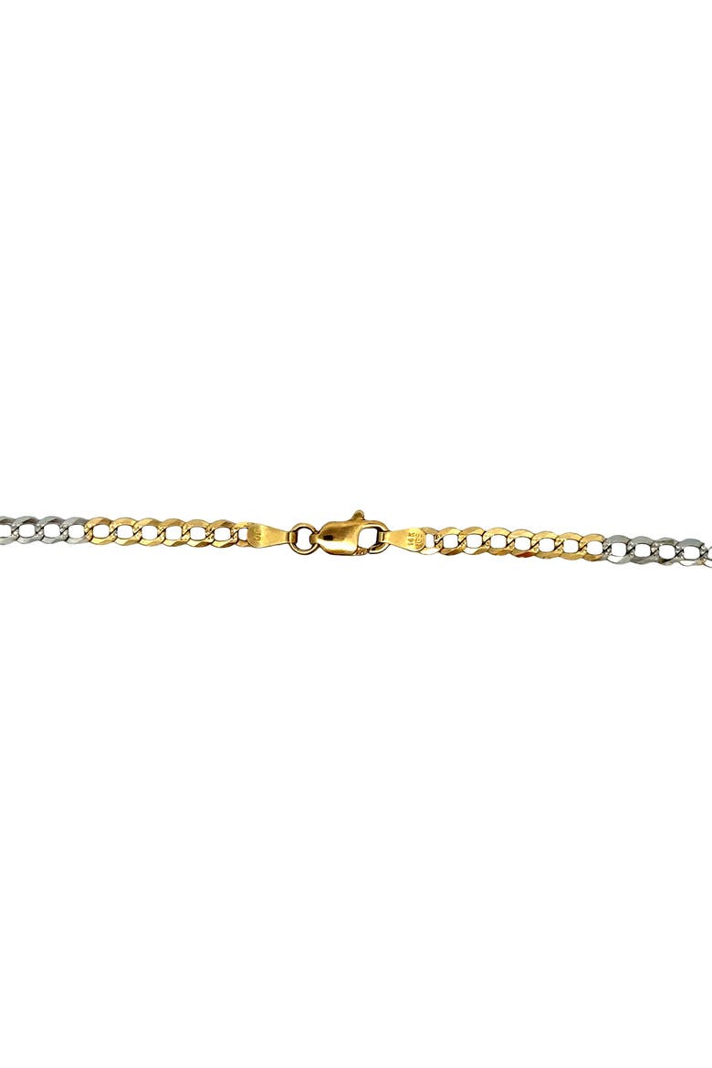 14K Tri Color Gold Curb Chain Necklace 3.2mm 22 Inch, Alternate, color, yellow