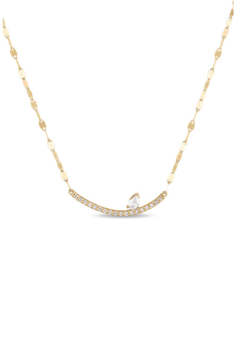 14K Gold Curved Diamond Pendant Necklace, Main, color, YELLOW