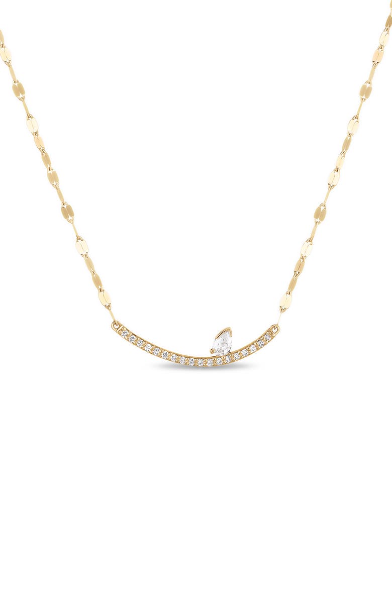 LANA 14K Gold Curved Diamond Pendant Necklace, Main, color, Yellow