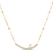 LANA 14K Gold Curved Diamond Pendant Necklace