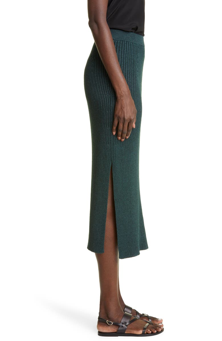 Loro Piana Rib Linen & Silk Midi Skirt, Alternate, color, 