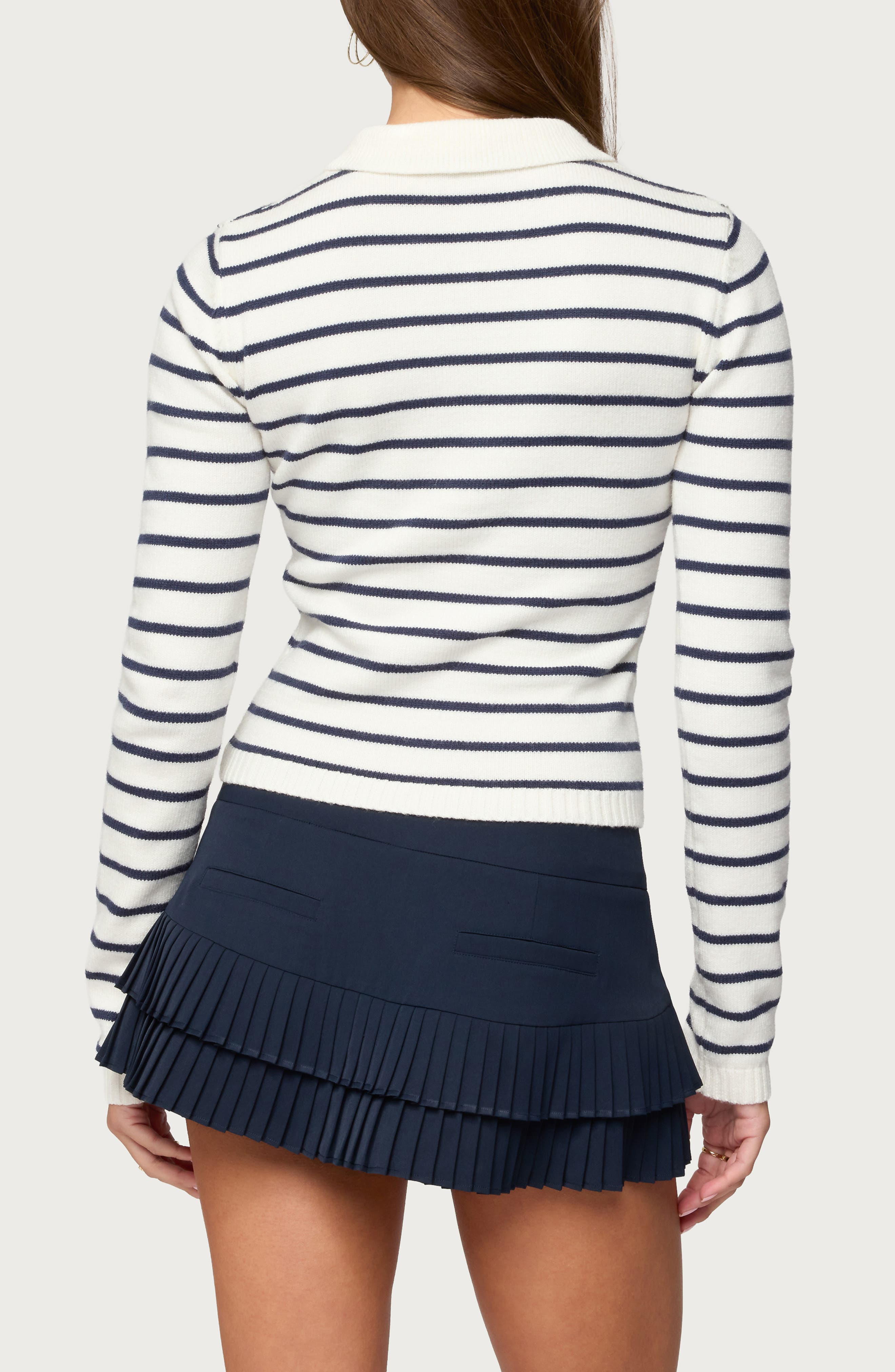 Loreen Stripe Collared Crop Cardigan - image 2
