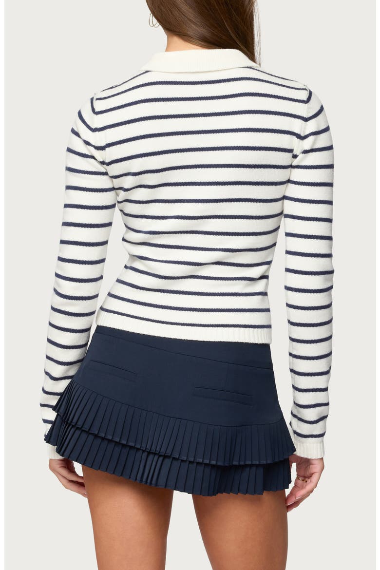 Loreen Stripe Collared Crop Cardigan, Alternate, color, CREAM-AND-NAVY