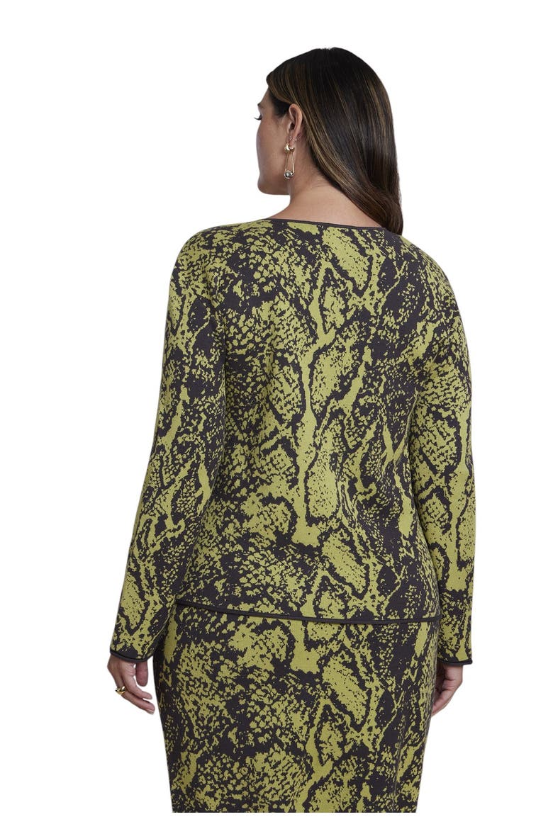 Intarsia Knit Cardigan (plus), Alternate, color, GREEN SNAKE PRINT