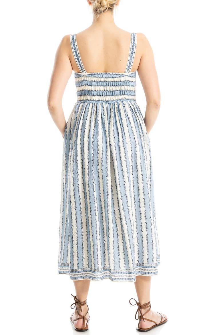 Straight Neck Midi Dress, Alternate, color, CREAM/ BLUE VINES