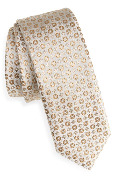 Neat Medallion Silk Blend Jacquard Tie