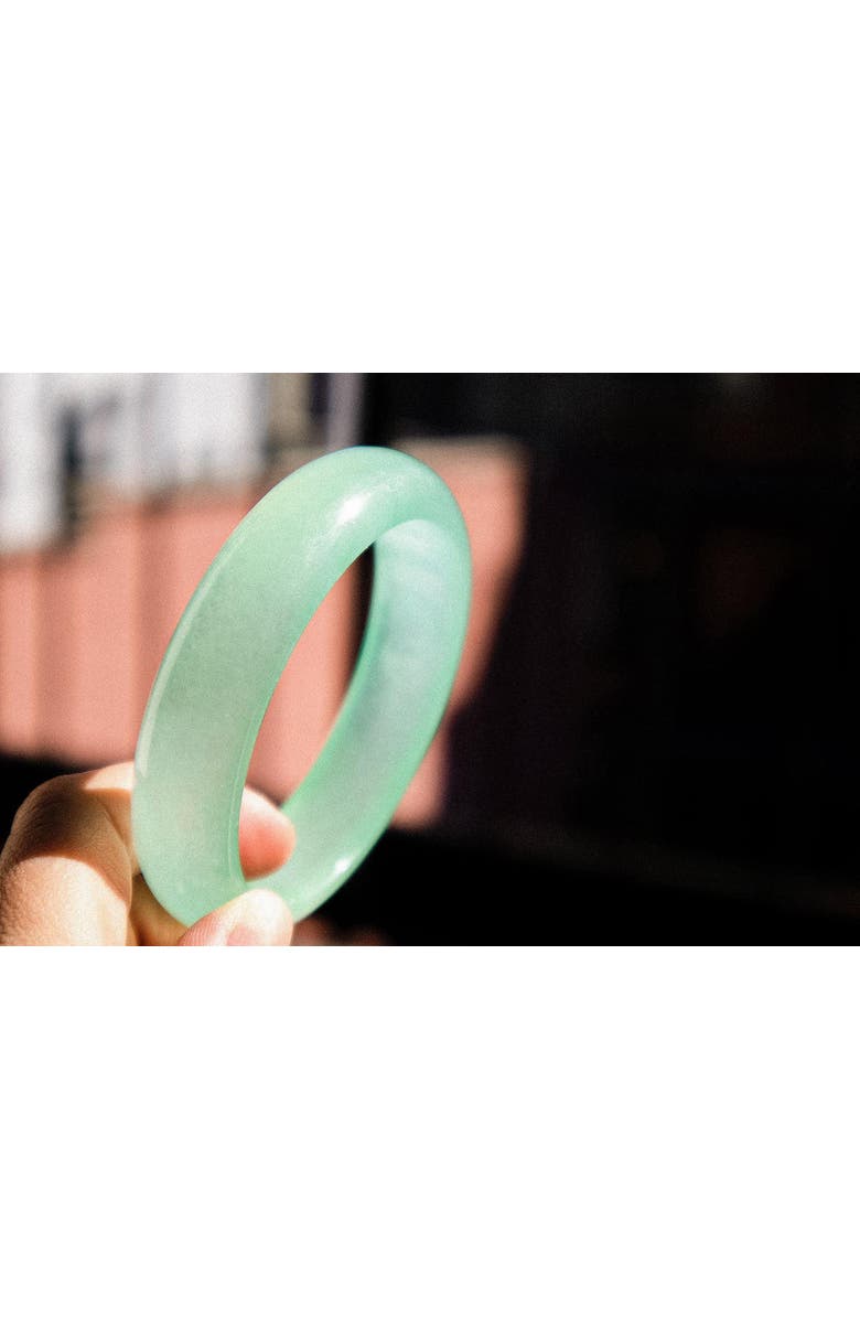 seree Silk Collection Agave Classic Cyan Jade Stone Bangle, Alternate, color, Cyan