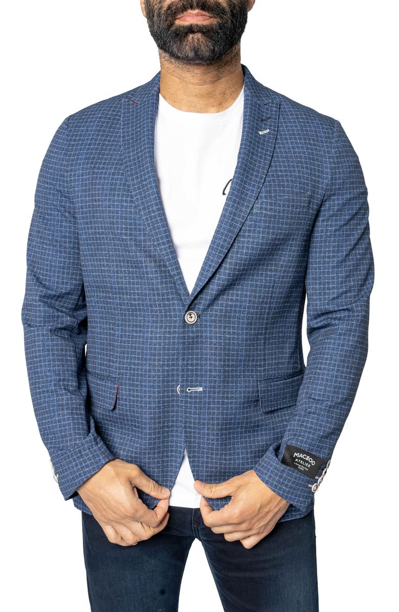 Maceoo Unconstructed Vortex Blue Blazer, Alternate, color, Blue