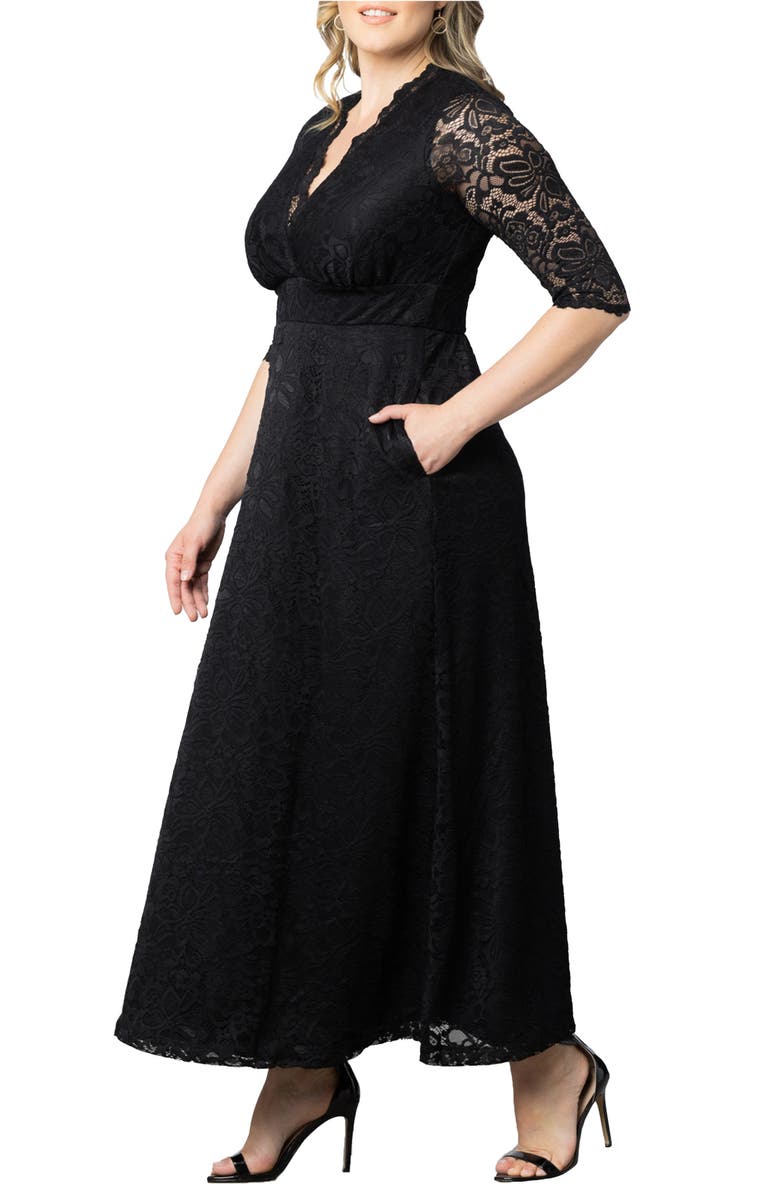 Kiyonna Maria Lace Evening Gown, Alternate, color, Onyx
