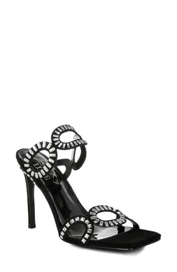 London Rag Romashka Rhinestone Stiletto Sandal In Black