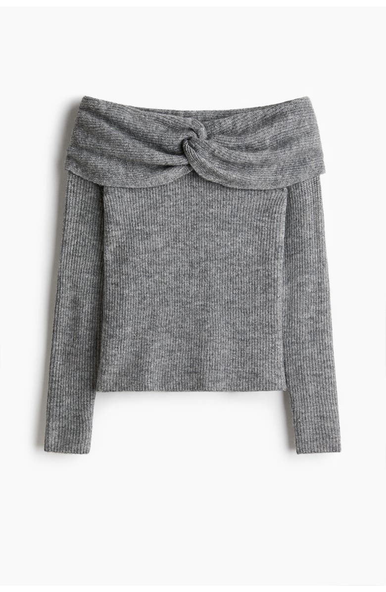 H&M Off-the-shoulder Jumper, Main, color, Gray Melange