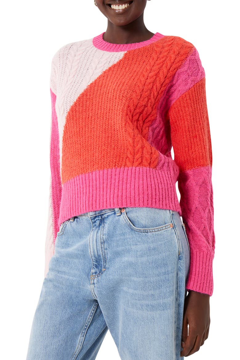 Madelyn Cable Knit Sweater, Main, color, CRYSTAL ROSE - FUCHSIA