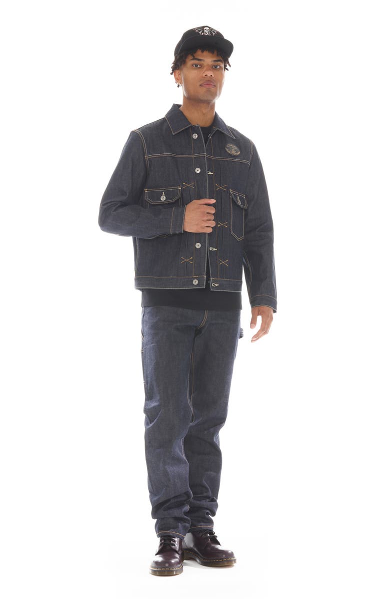 Cult of Individuality Embroidered Denim Trucker Jacket, Alternate, color, Raw