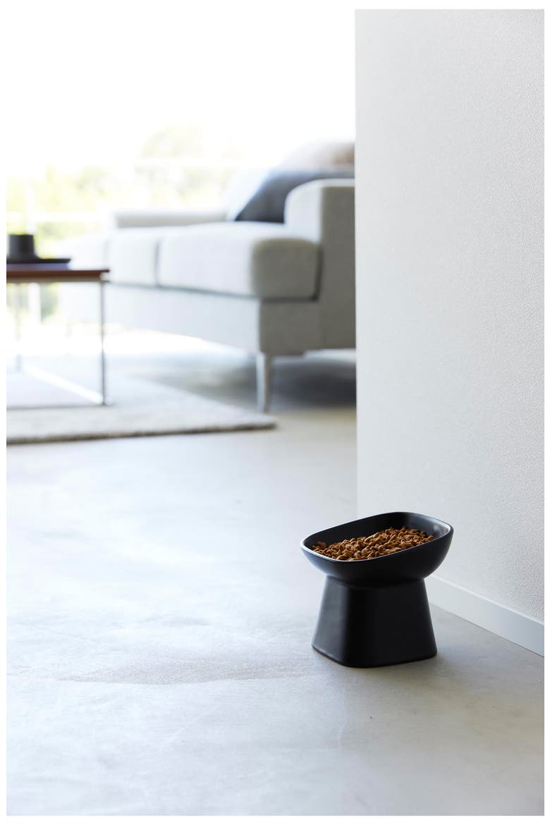 Tilted Pet Food Bowl, Alternate, color, BLACK