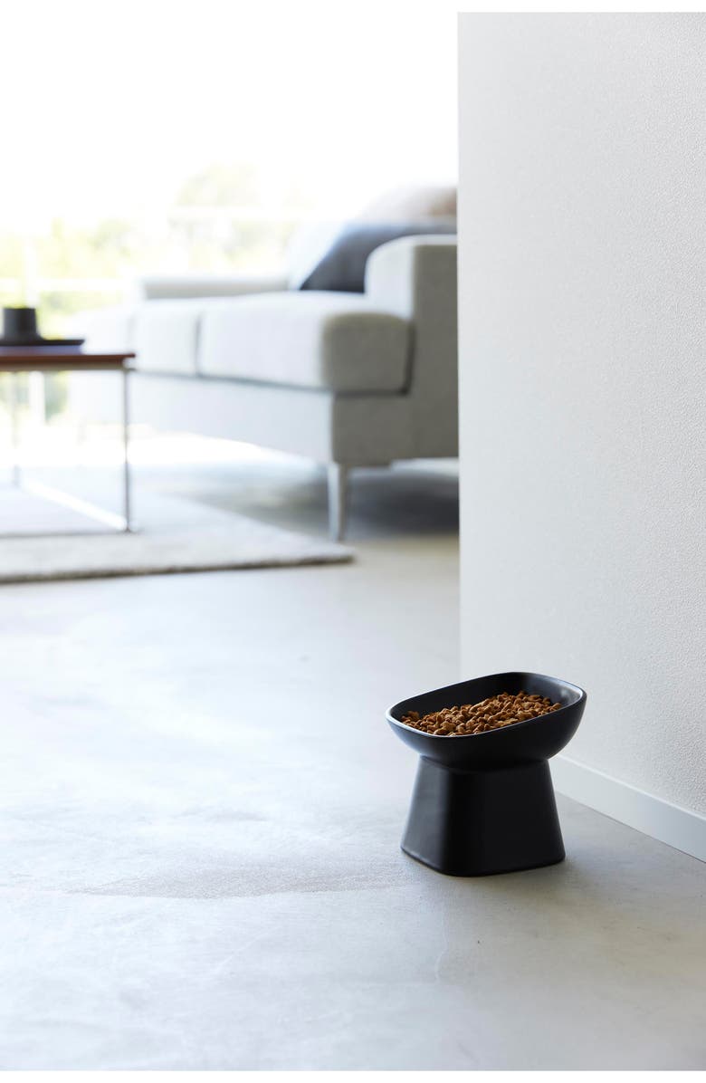 Yamazaki Tilted Pet Food Bowl, Alternate, color, Black