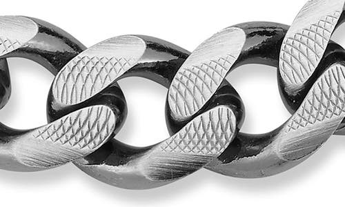 Yield Of Men Oxidized Sterling Silver Etched Curb Chain Bracelet In Metallic