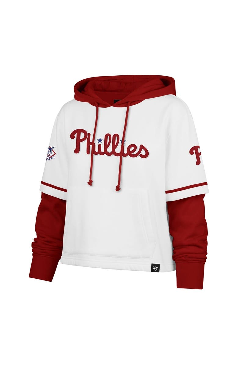 '47 Women's '47 White Philadelphia Phillies Trifecta Shortstop Cropped Pullover Hoodie, Alternate, color, 