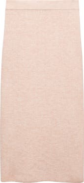 MANGO Side Slit Knit Midi Skirt