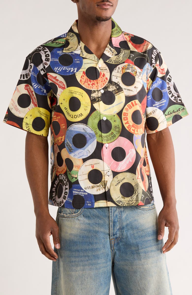 Billionaire Boys Club BB Techniques CD Print Cotton Camp Shirt, Main, color, Black