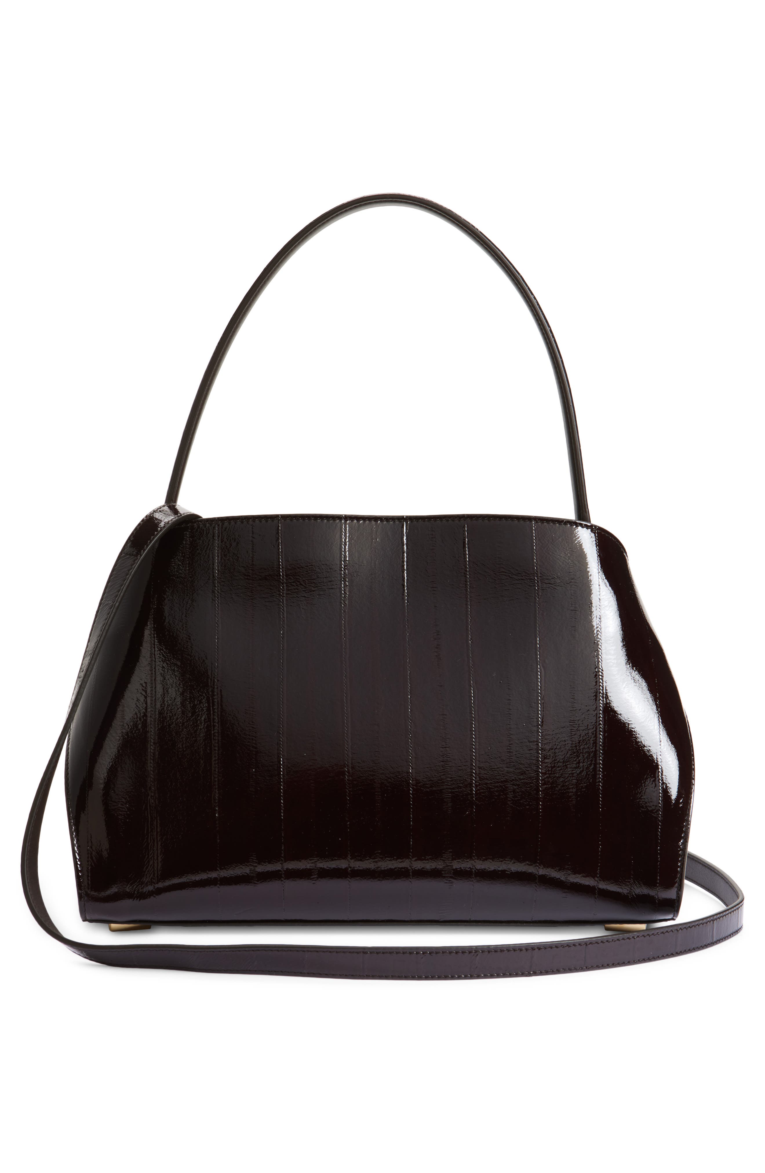 FERRAGAMO Small Hug Eelskin Leather Handbag, Alternate, color, Brown