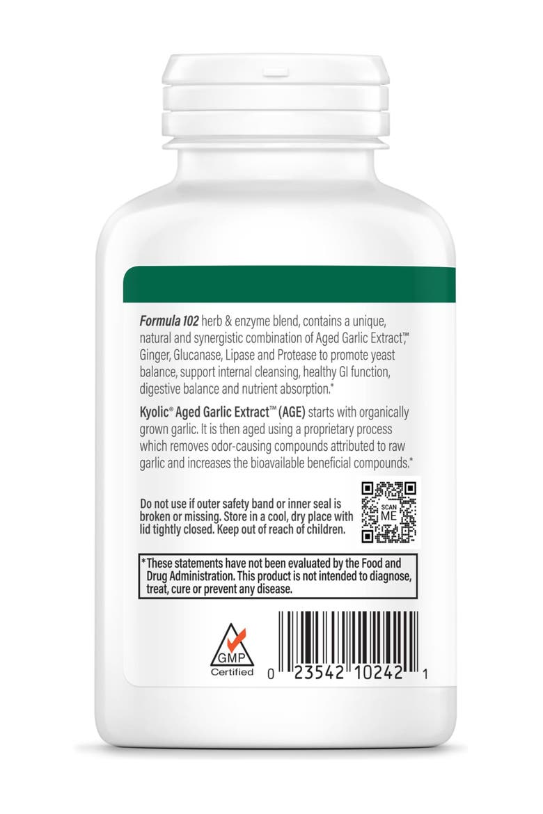 Aged Garlic Extract Formula 102, Cleanse & Digestion, Ginger and Enzyme Complex, 200 ct Capsules, Alternate, color, None
