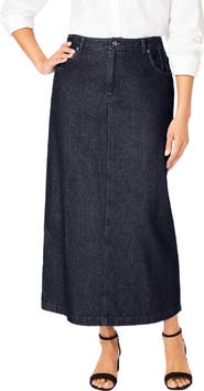 Jessica London Classic Cotton Denim Midi Skirt