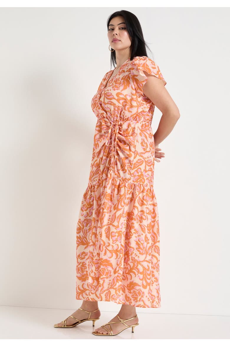 Faux Wrap Maxi Dress, Alternate, color, BOUQUET ORANGE