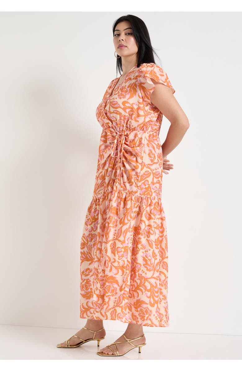 June + Vie Faux-Wrap Maxi Dress, Alternate, color, Bouquet Orange