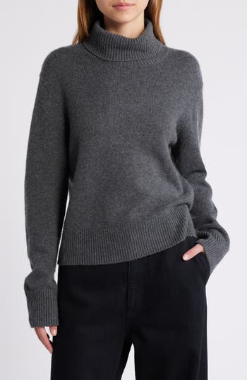 Frame Cashmere Turtleneck Sweater In Charcoal Heather
