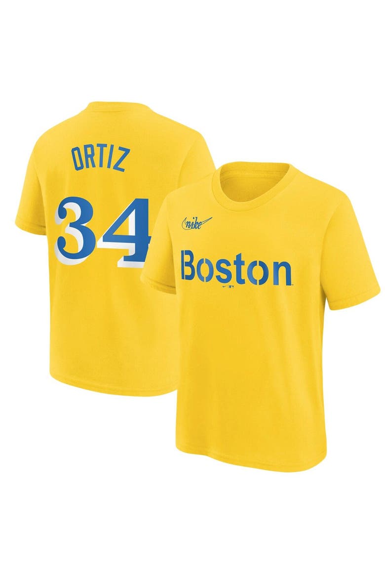 Youth Nike David Ortiz Gold Boston Red Sox City Connect Name & Number T-Shirt, Main, color, Gold