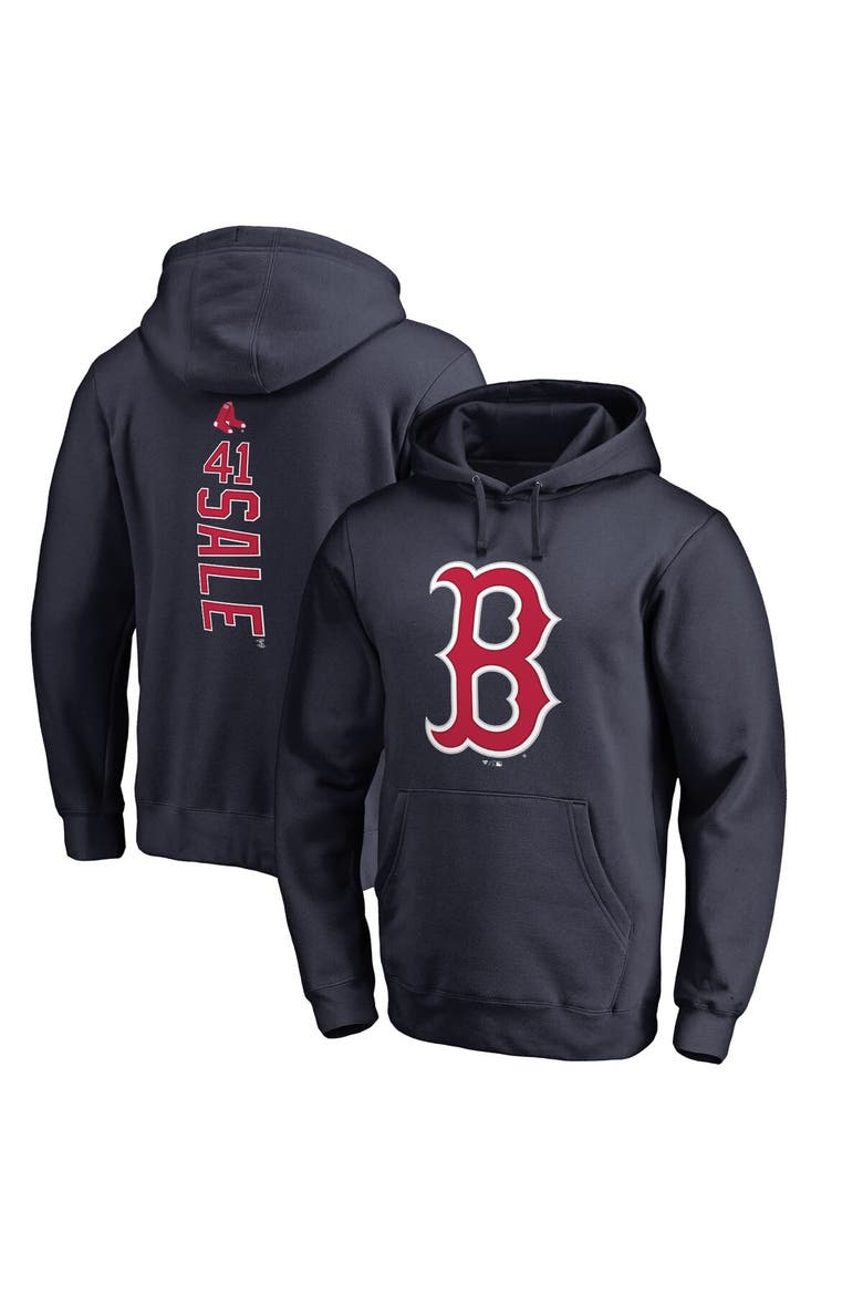 Men's Fanatics Branded Chris Sale Navy Boston Red Sox Backer Pullover Hoodie, Main, color, Navy