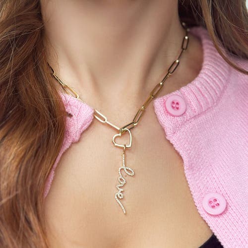 The Lovery Fine Jewelry Diamond Script Love Charm In Gold