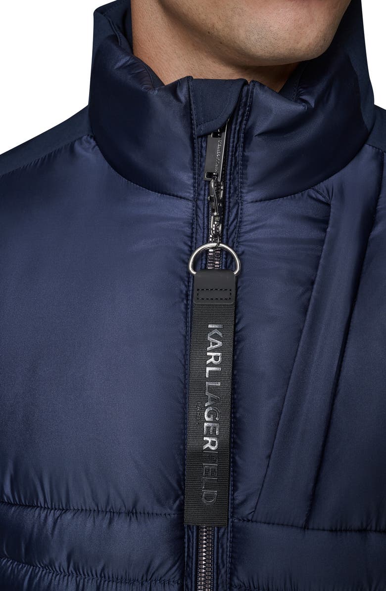 KARL LAGERFELD PARIS Mixed Media Jacket, Alternate, color, Navy