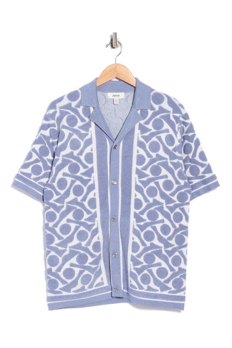 Cuban Camp Shirt, Alternate, color, LIGHT BLUE/ WHITE