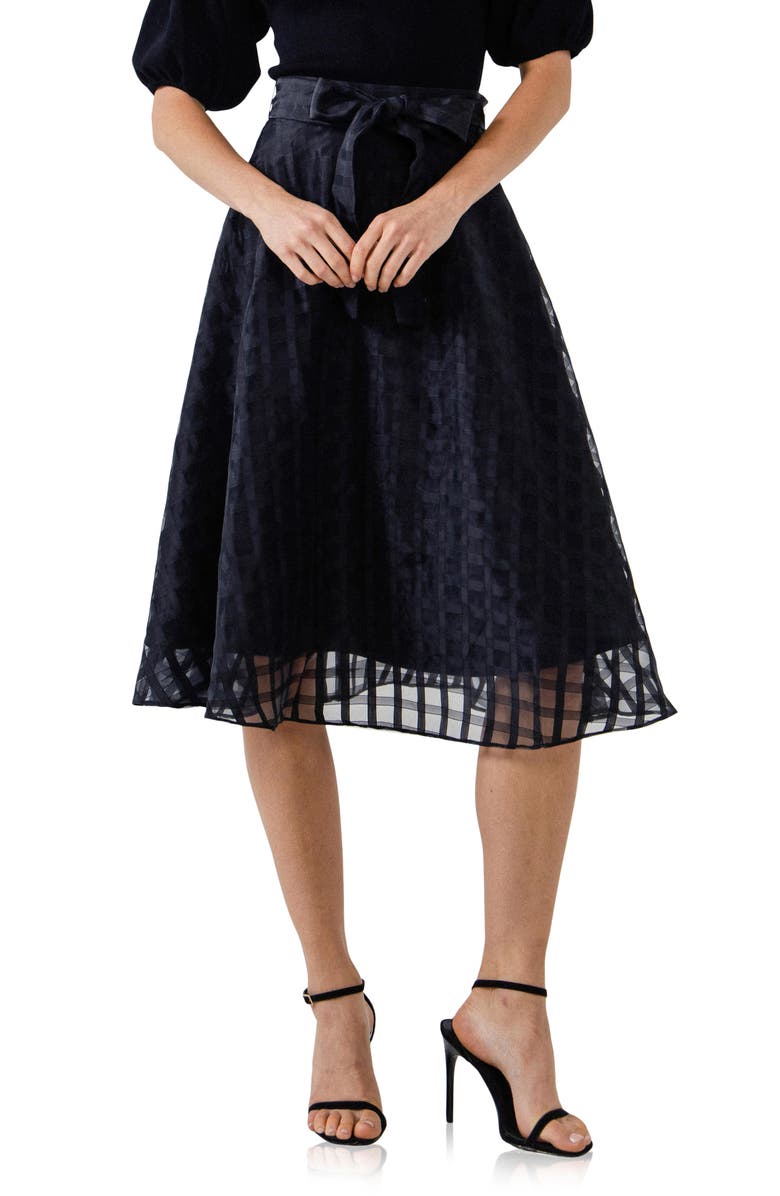 English Factory Plaid Fit & Flare Midi Skirt, Alternate, color,